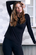 Spun Bamboo Women's Bamboo Lounge Long Sleeve T-Shirt — detail close-up
