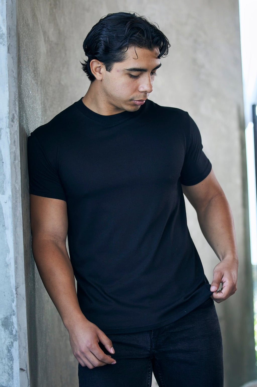 Spun Bamboo The Original Men's Bamboo Viscose/Organic Cotton Short Sleeve T-Shirt - Classic Cut — detail close-up