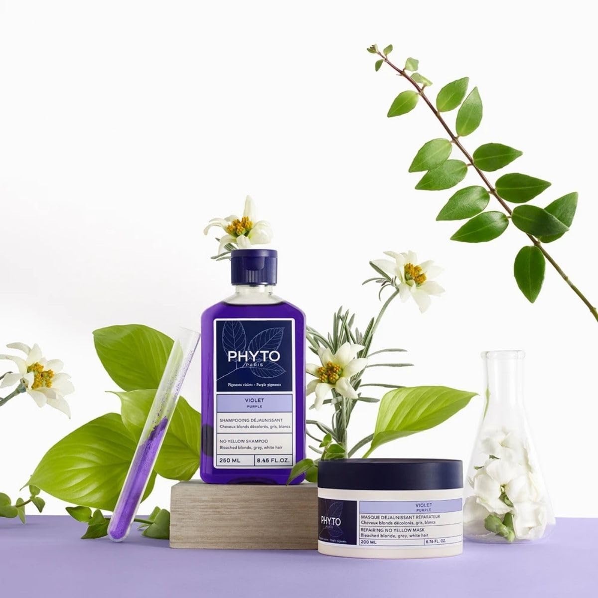 Phyto Purple Anti-Brassiness Shampoo 250ml - Sulfate-Free Purple Shampoo for Blonde, Gray, White Hair