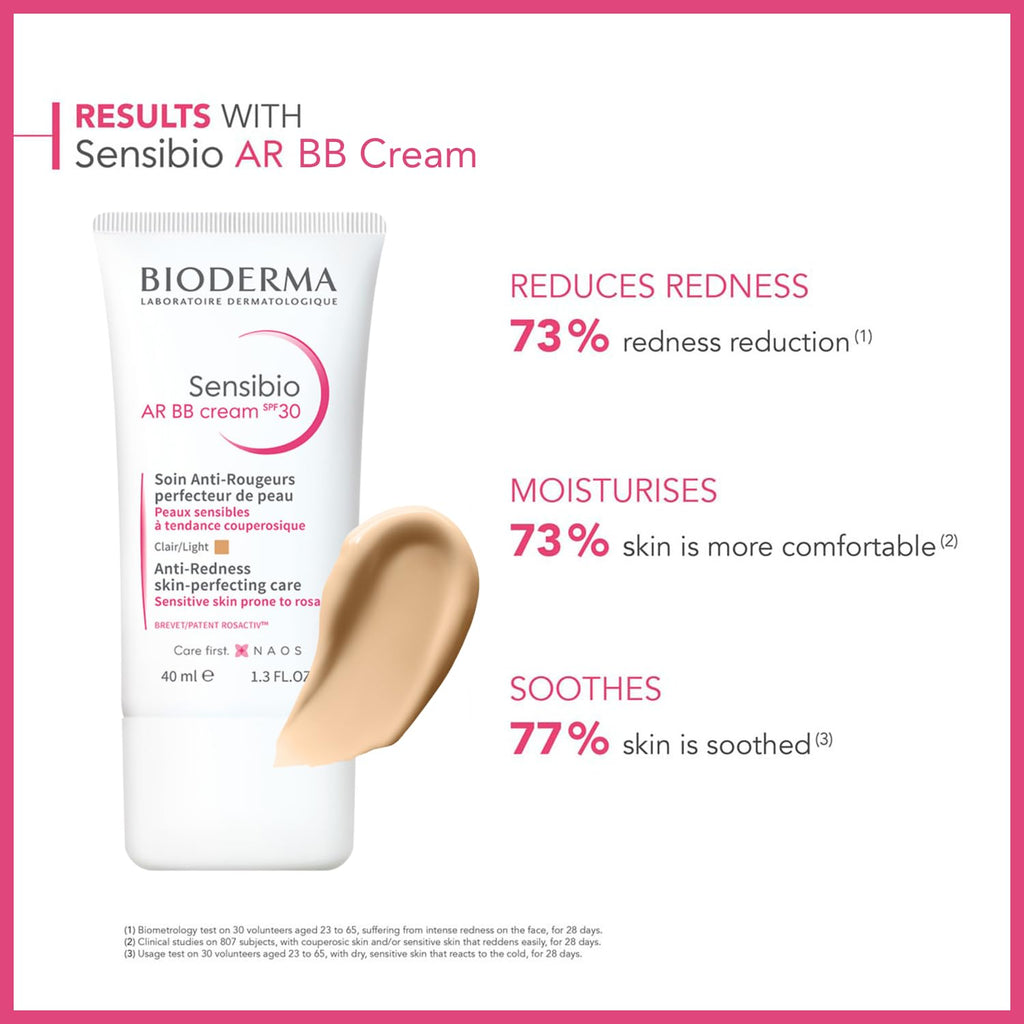 Bioderma Sensibio AR BB Cream SPF30 - Redness Relief for Sensitive Skin, Moisturizing BB Cream