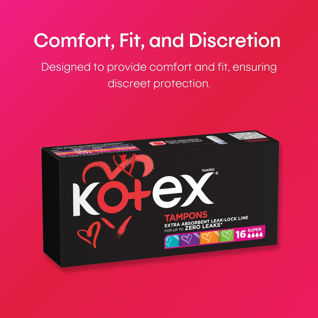 Kotex Super Tampons - 16 Count | Comfortable Protection