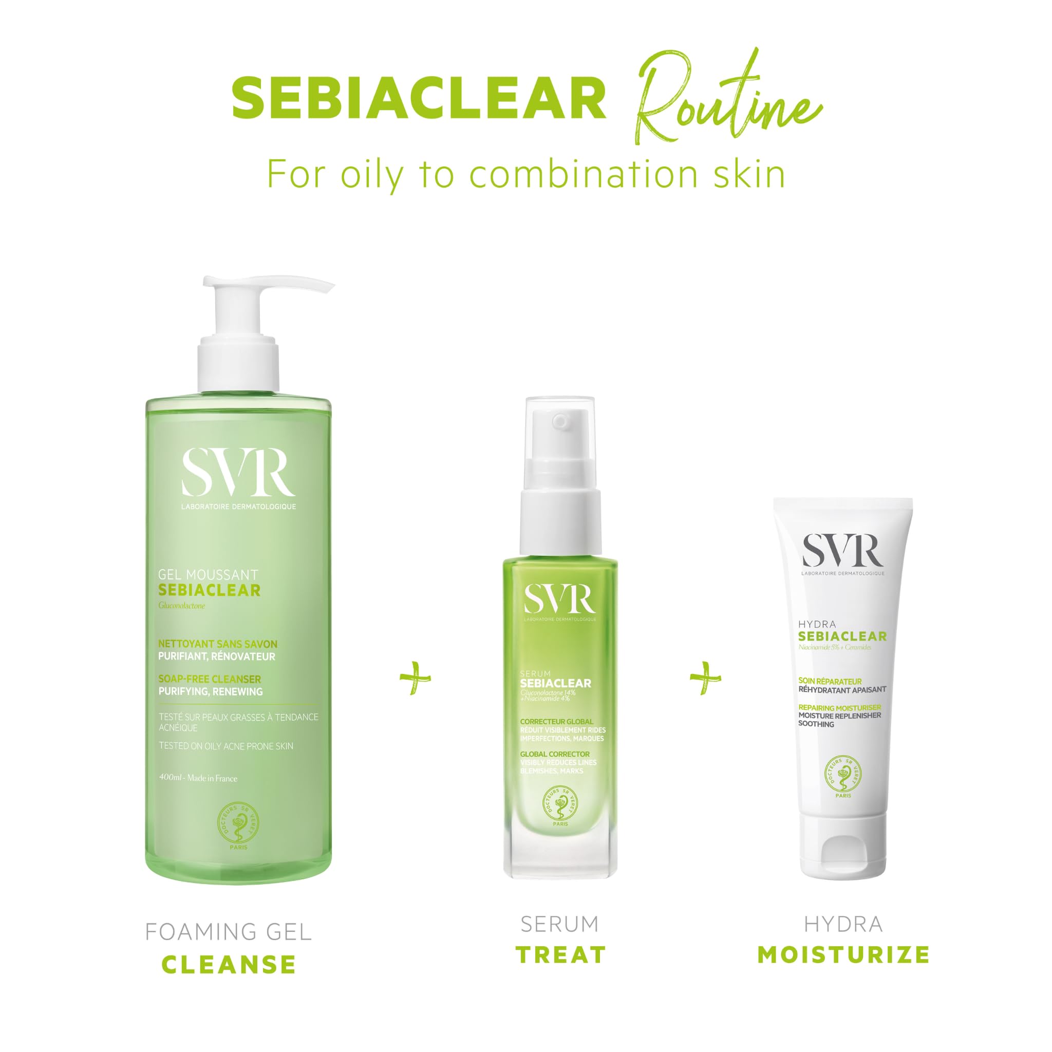 SVR Sebiaclear Gel Moussant 400ml - Gentle Facial Cleansing Gel for Oily & Sensitive Skin