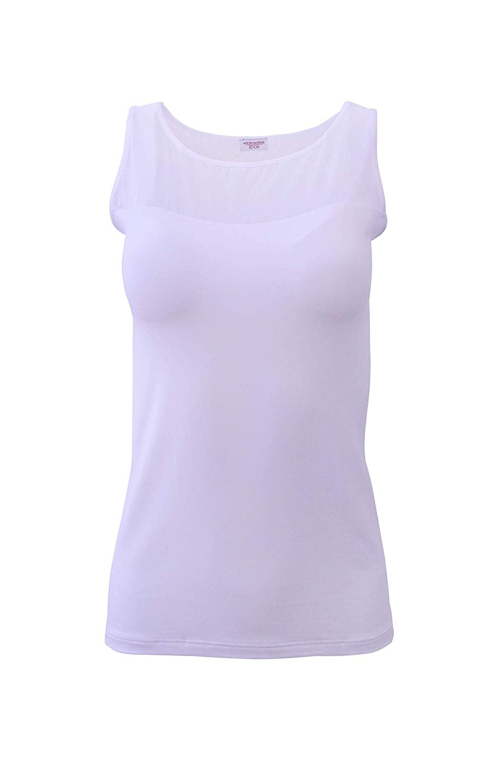 tittimitti EGI Luxury Modal Women's Tulle Tank Top. Proudly Made in Italy. — detail close-up