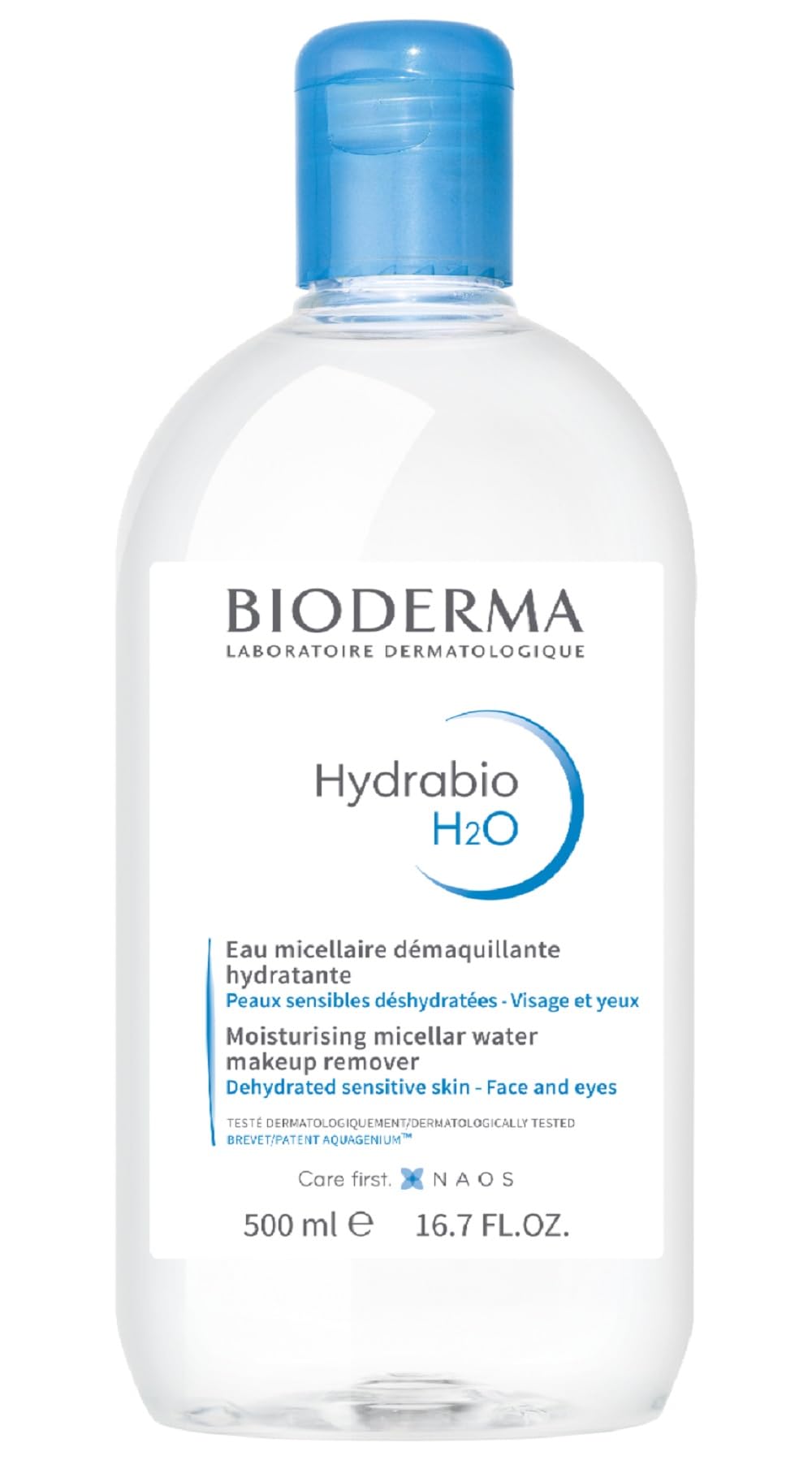 Bioderma Hydrabio H2O Micellar Water for Hydration and Makeup Removal, Fragrance-Free Skincare, 2x500ml
