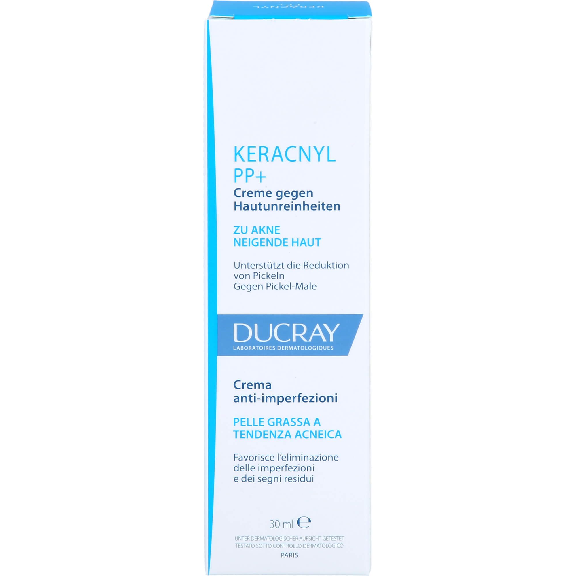 Ducray Keracnyl PP+ Soothing Cream for Acne-Prone Skin - 30ml, Reduces Imperfections & Spots