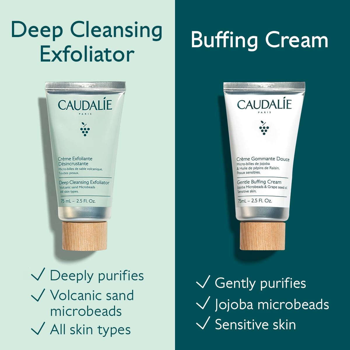 Caudalie Deep Cleansing Exfoliating Cream 75ml - Gentle Exfoliation for Sensitive Skin