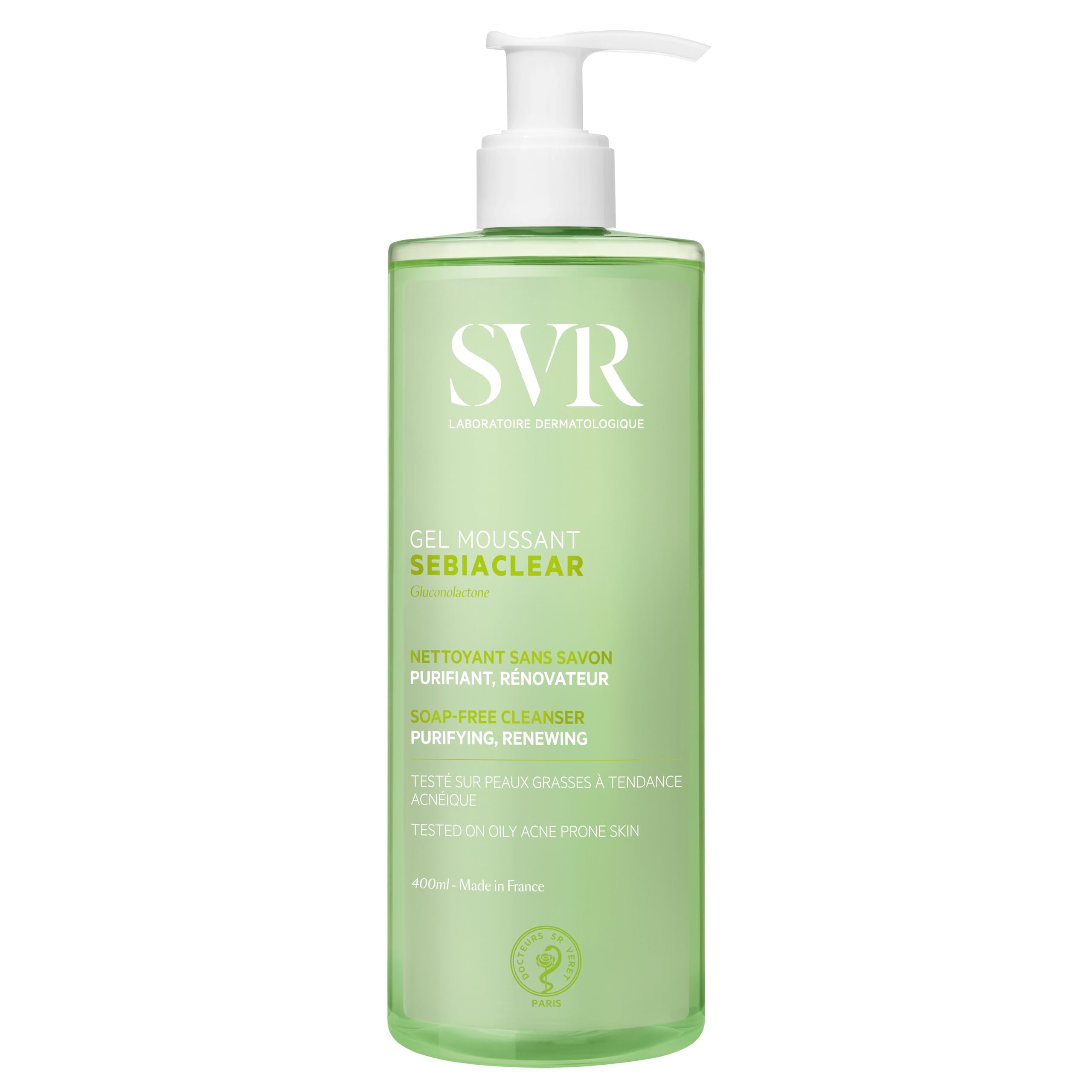 SVR Sebiaclear Gel Moussant 400ml - Gentle Facial Cleansing Gel for Oily & Sensitive Skin