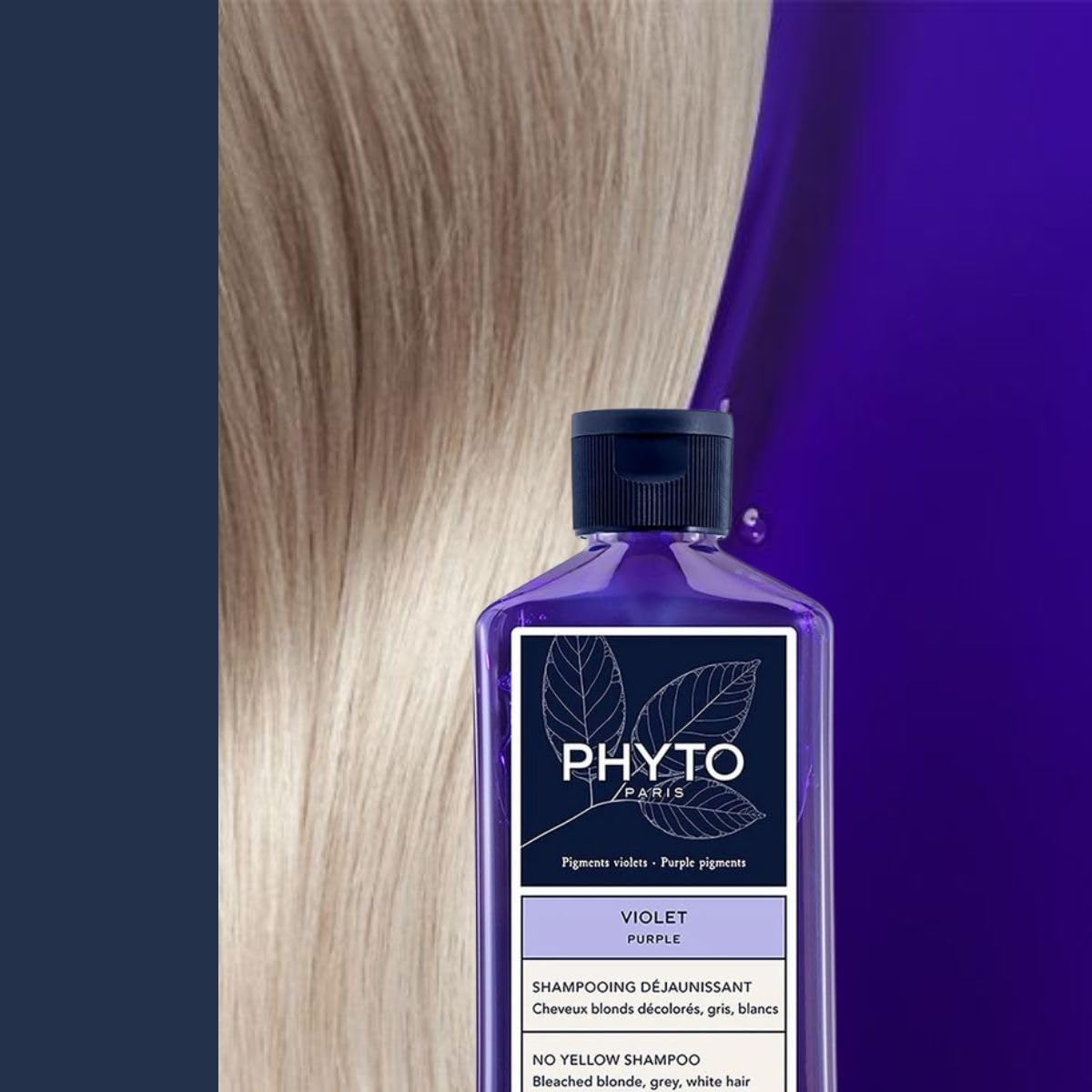 Phyto Purple Anti-Brassiness Shampoo 250ml - Sulfate-Free Purple Shampoo for Blonde, Gray, White Hair