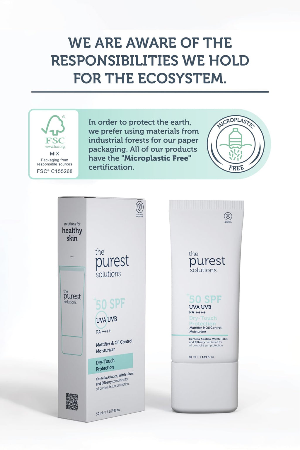 The Purest Solutions Oil Control Moisturizer with UV & Blue Light Protection - Dry Touch Finish, 1.69 fl oz