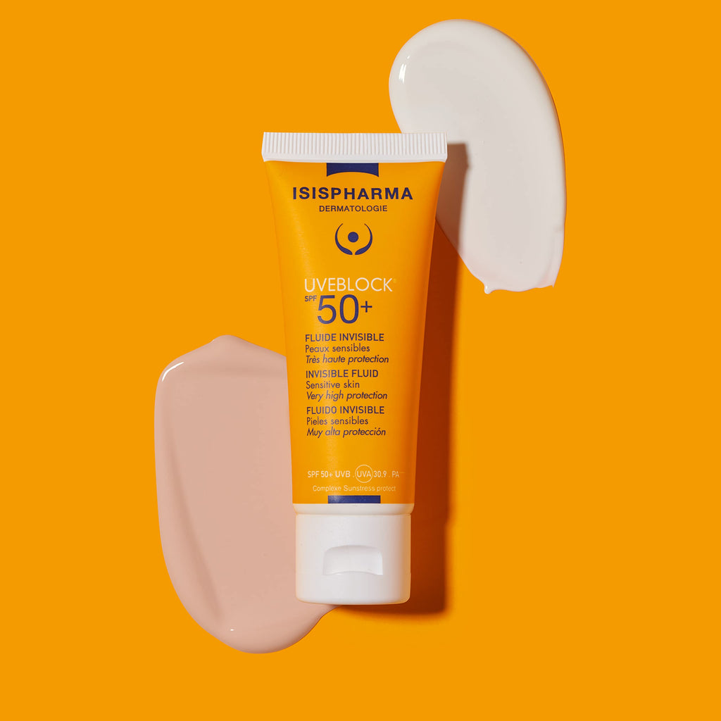 Isis Pharma Uveblock Invisible Fluid SPF50+ Sunscreen - Lightweight, Non-Greasy, UVA/UVB Protection