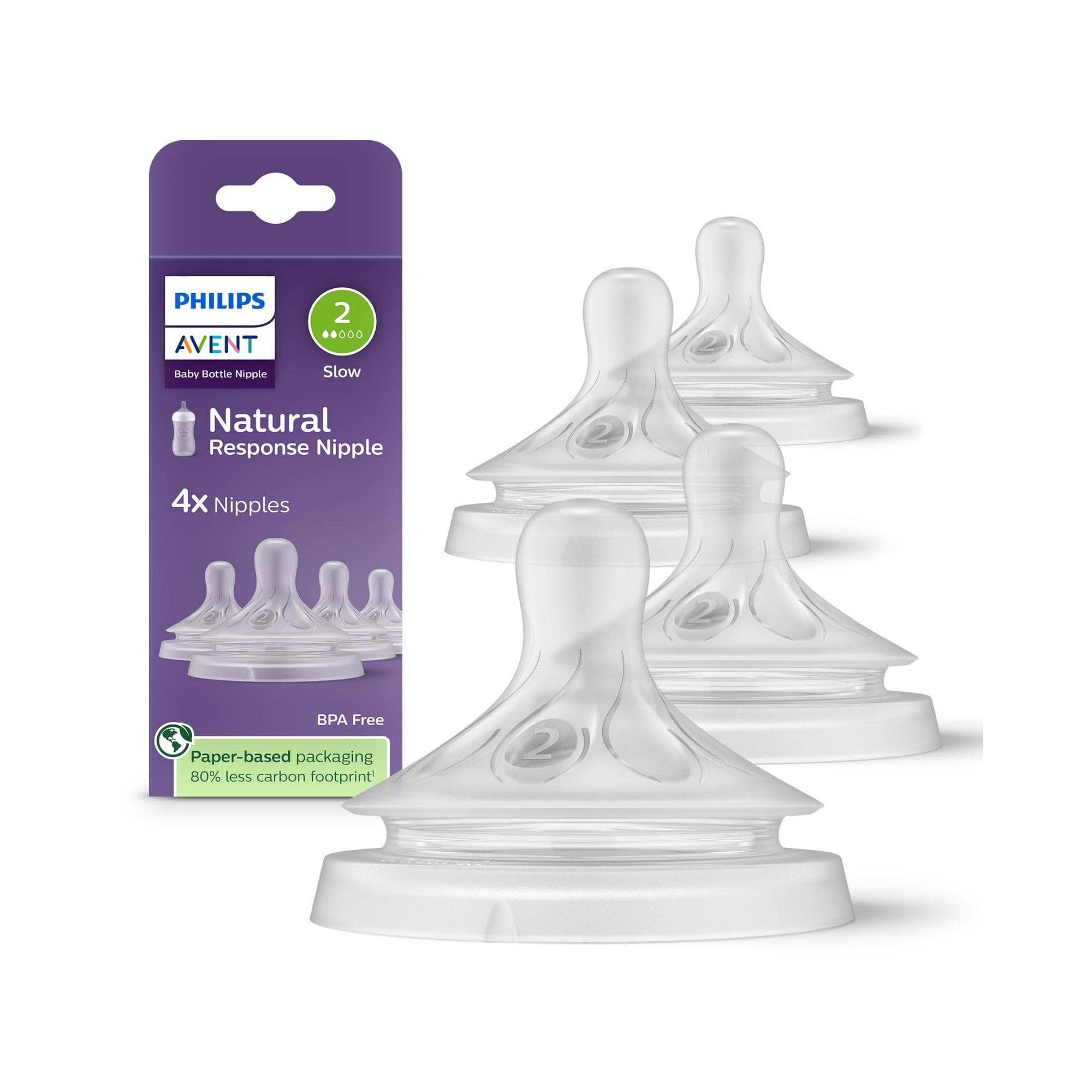 Philips Avent Natural Nipple 2 Holes - 1 Month+ | 2-Pack