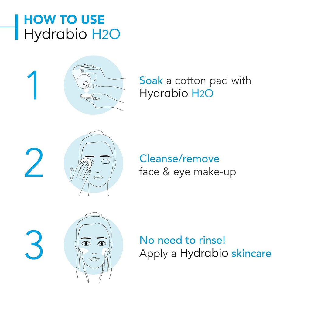Bioderma Hydrabio H2O Micellar Water for Hydration and Makeup Removal, Fragrance-Free Skincare, 2x500ml