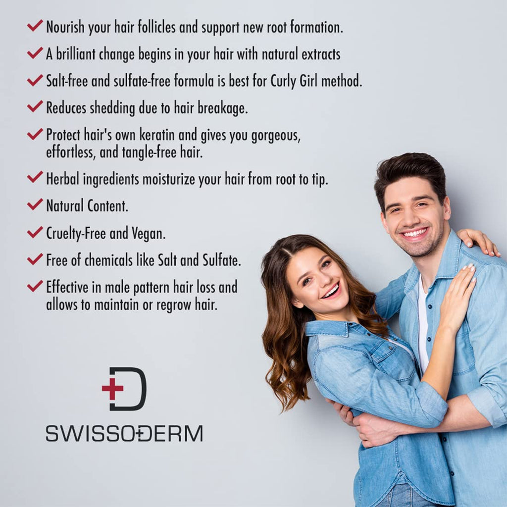 Swissoderm Anti-Hair Loss Shampoo for Normal to Dry Hair - 300ml, Strengthens Hair Follicles, Reduces Hair Loss