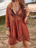 Lace Detail Plunge Cover-Up Dress by SITRA