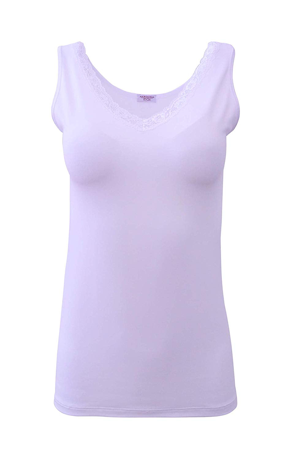 tittimitti EGI Luxury Modal Women's Lace-Trimmed Camisole. Proudly Made in Italy.(1121) — detail close-up