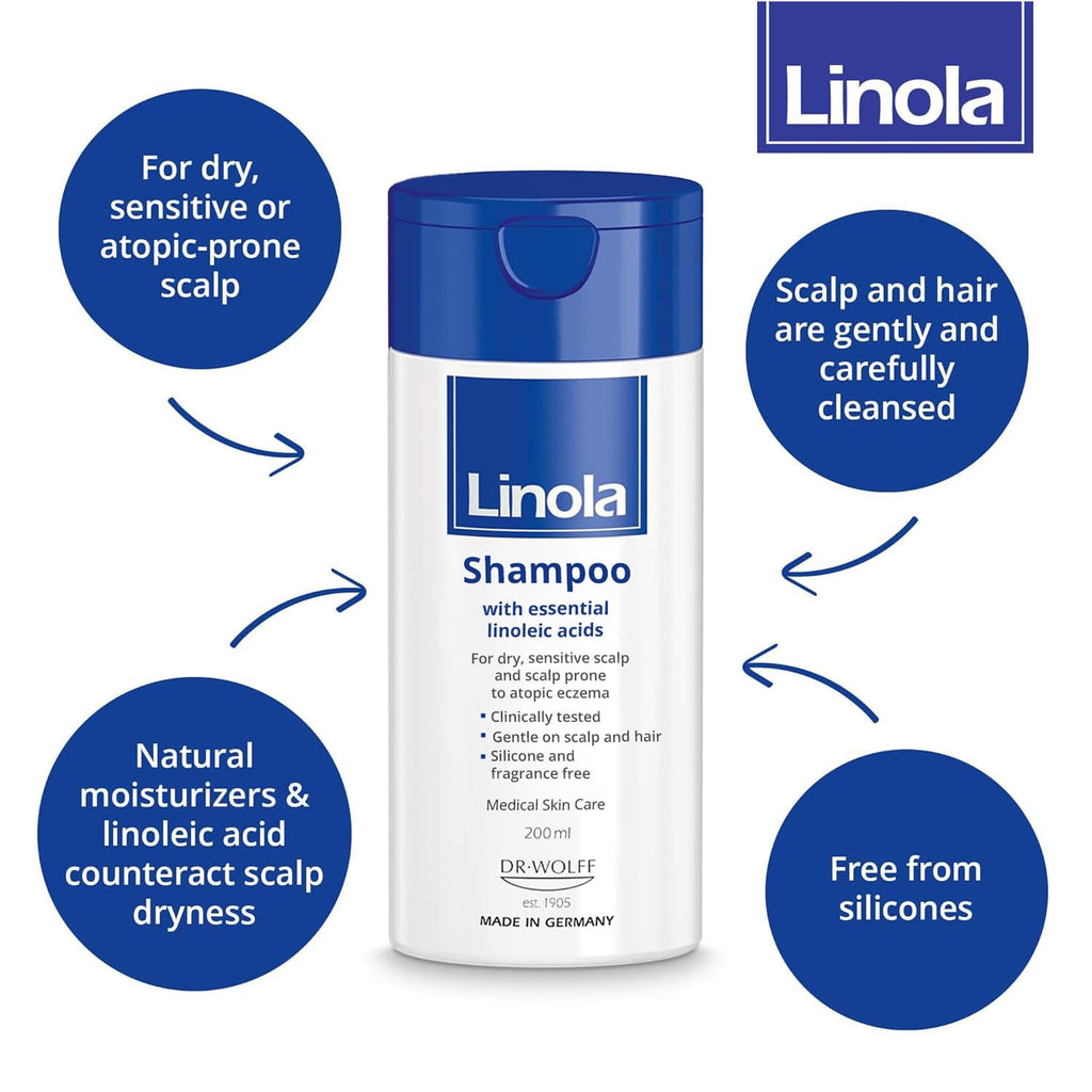 Linola Gentle Shampoo for Sensitive Scalp - 200 ml, Linola Hair Care