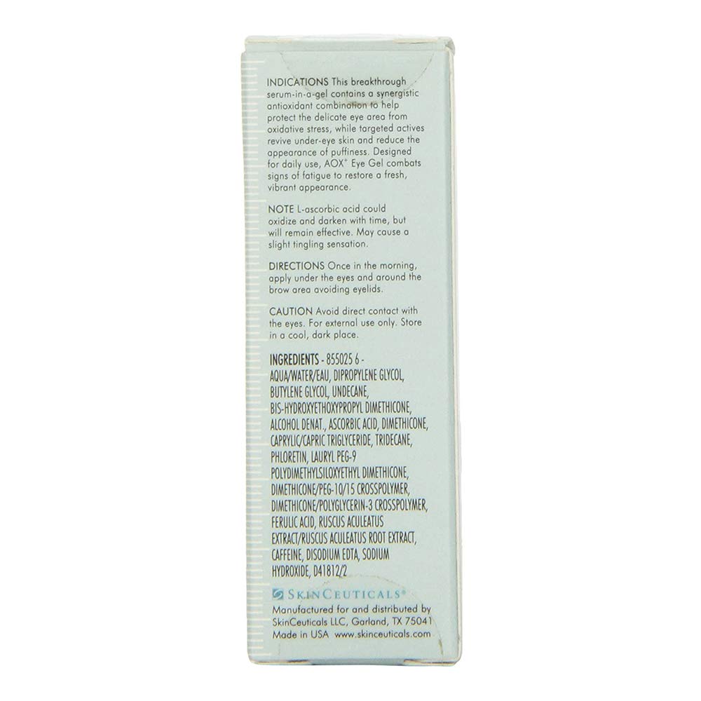 Skinceuticals AOX Eye Gel 0.51 fl oz - Anti-Aging Eye Cream with Antioxidants, Reduce Puffiness and Dark Circles