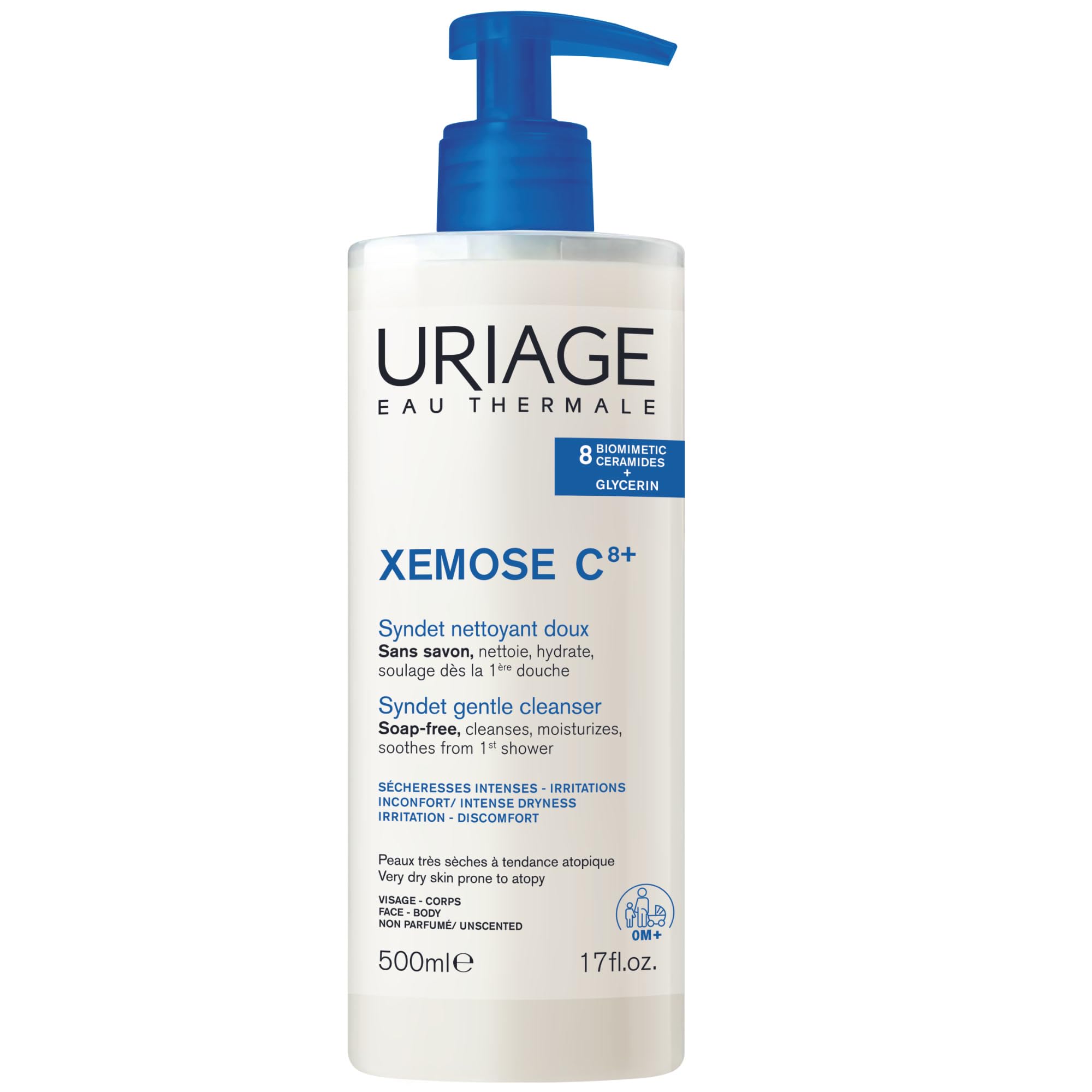 Uriage Xemose Gentle Cleansing Syndet 500ml - Soothing Cleansing Gel for Dry, Sensitive Skin - Fragrance-Free & Hypoallergenic