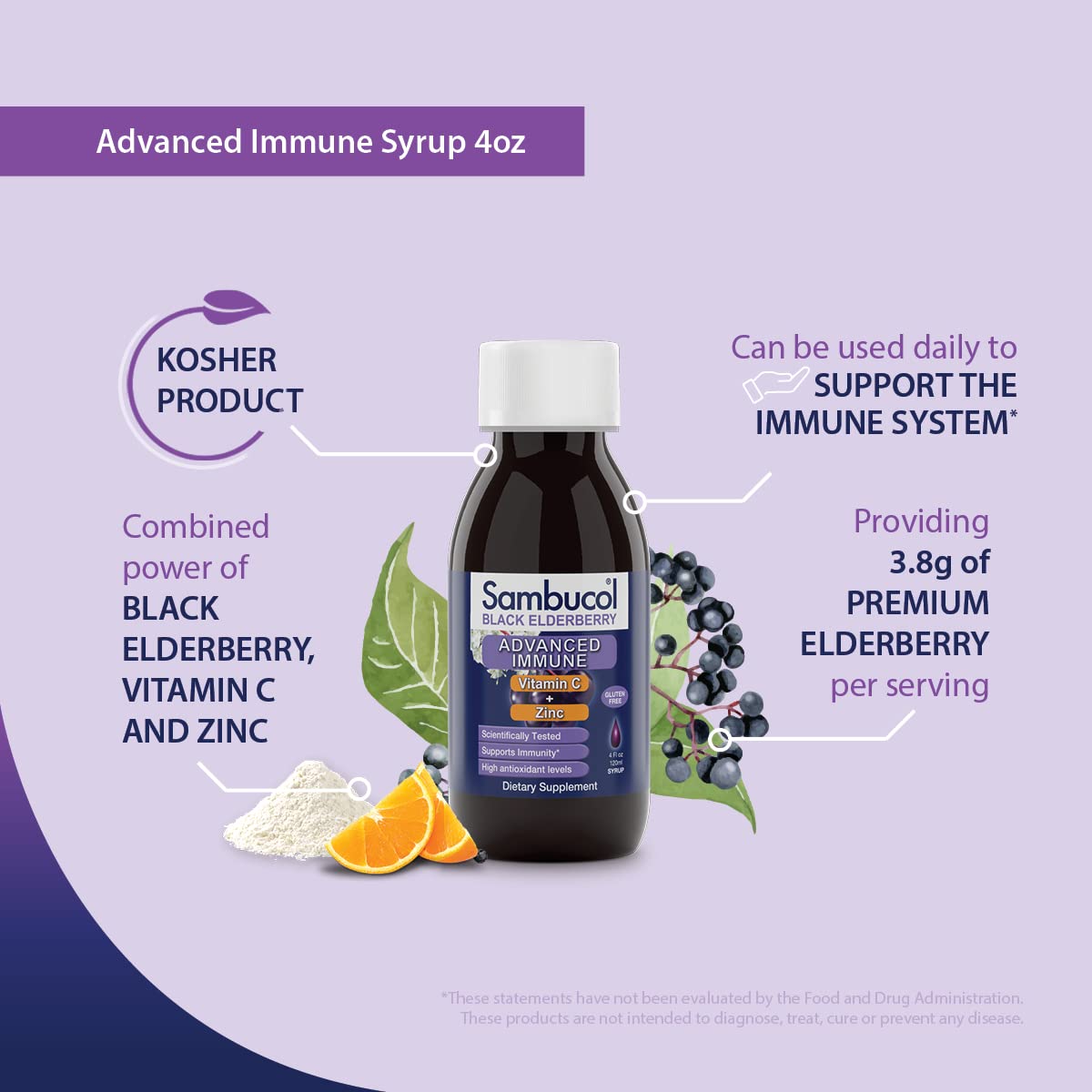 Sambucol Black Elderberry Syrup for Immune System Support - 4.06 fl oz
