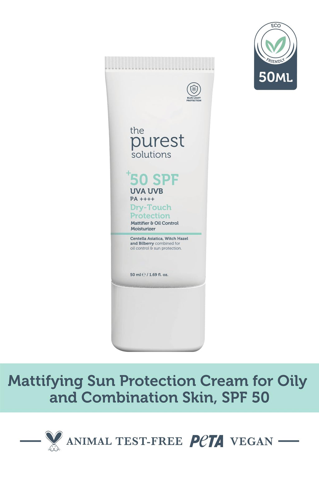 The Purest Solutions Oil Control Moisturizer with UV & Blue Light Protection - Dry Touch Finish, 1.69 fl oz