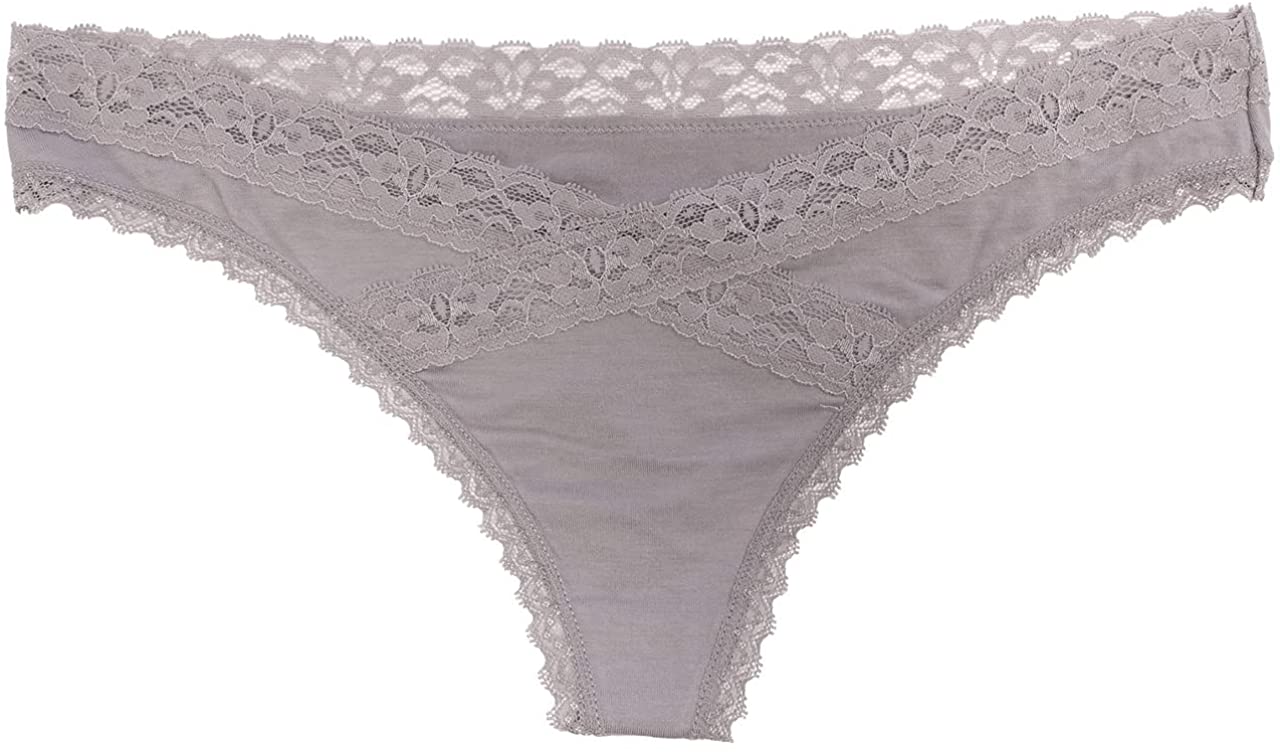 Love Libby Panties Modal Thong featuring Crossed Lace Trim — color detail