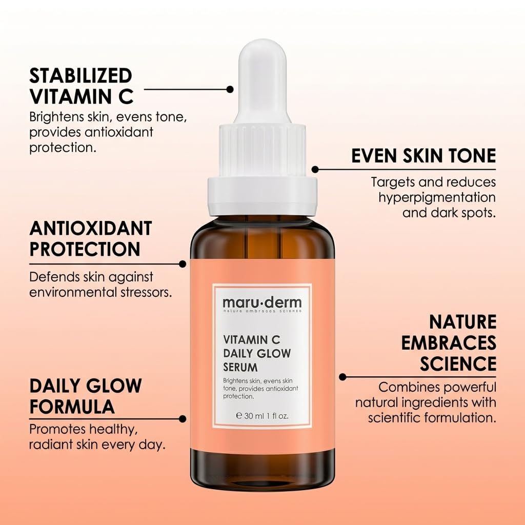 Maruderm Vitamin C and Peptide Serum: Brighten, Hydrate & Rejuvenate - Paraben & Fragrance Free, Anti-Aging Skin Brightening Treatment