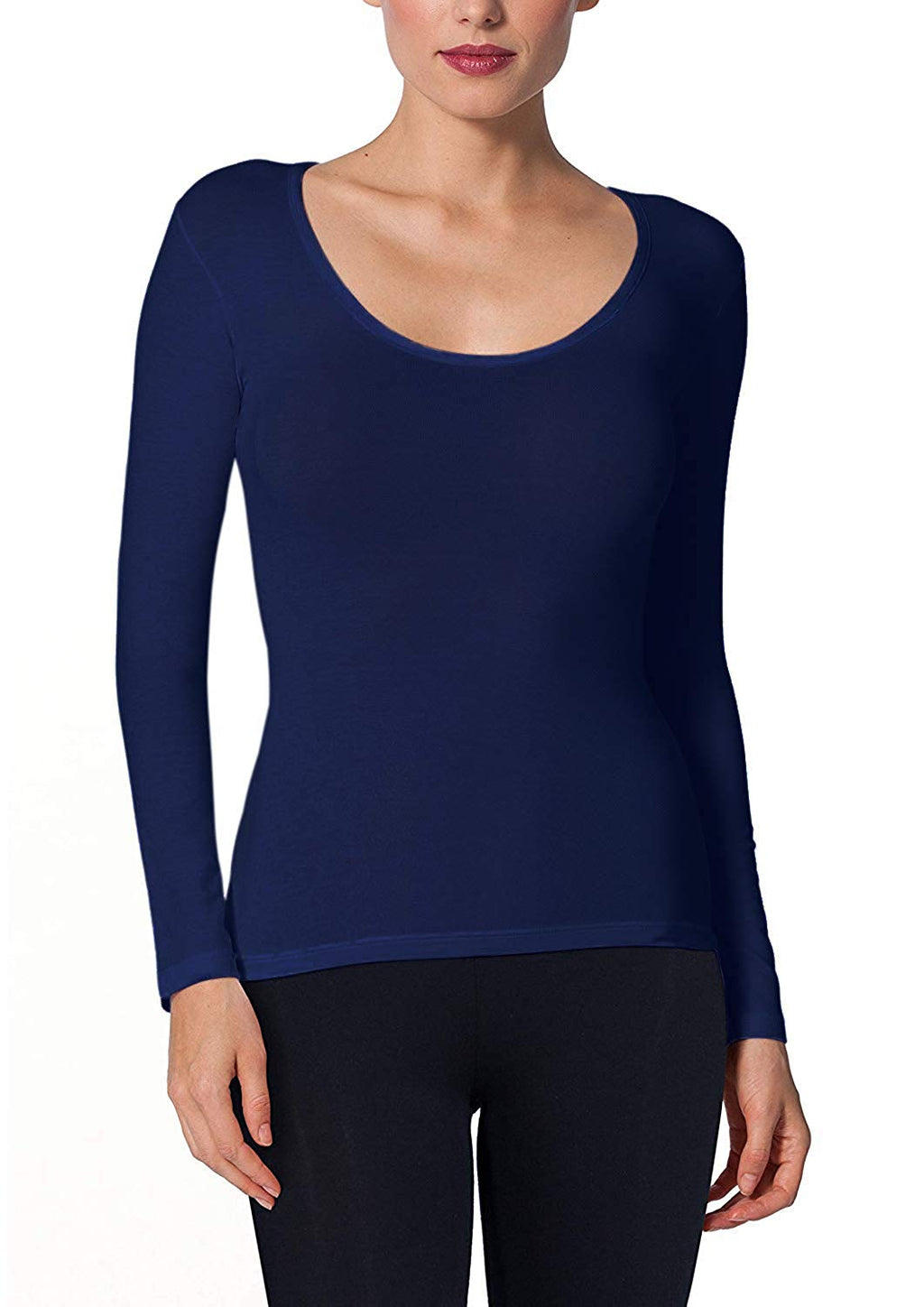 tittimitti EGI Luxury Modal Women's Long Sleeved T-Shirt. Proudly Made in Italy (Deep Crew Neck 1145) — side view