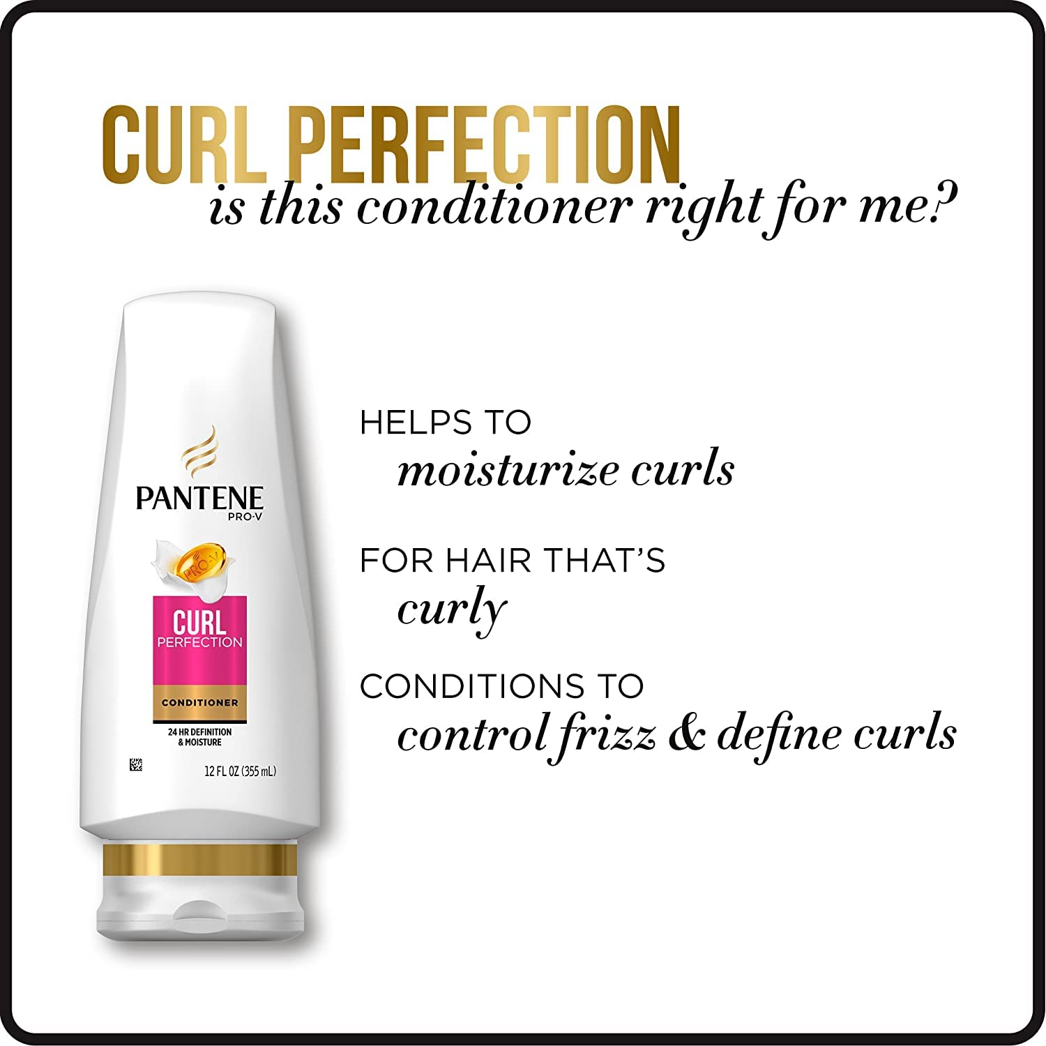 Pantene Frizz No More Curly Hair Conditioner 11 fl oz | Pro-V Miracles
