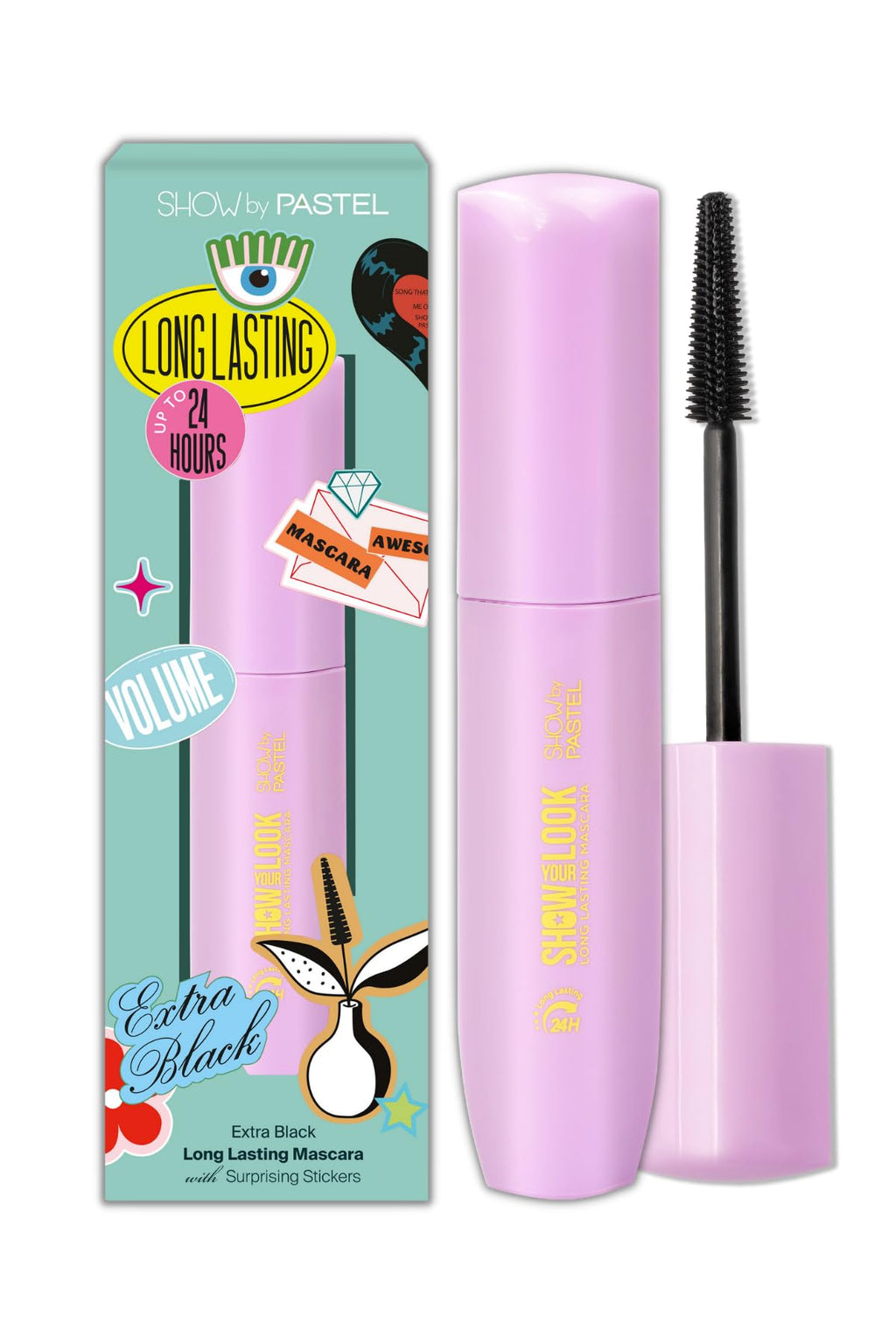 Pastel Show Your Look Long Lasting Extra Black Mascara 9ml - Waterproof, Volumizing Black Mascara with Calendula Extract