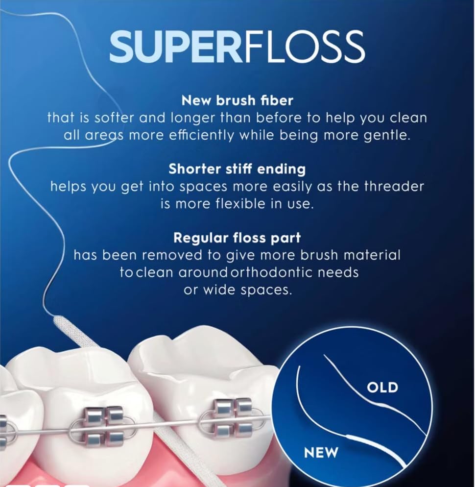 Oral-B Super Floss 50 Count - Effective Interdental Cleaning for Braces and Bridges