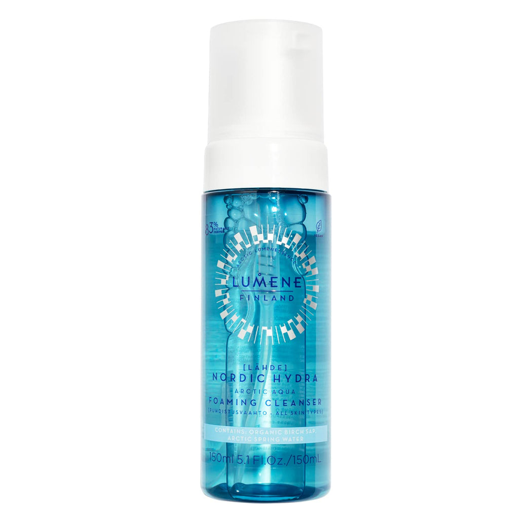 Lumene Nordic Hydra Arctic Agua Cleansing Foam - Gentle Facial Cleanser for All Skin Types with Arctic Spring Water