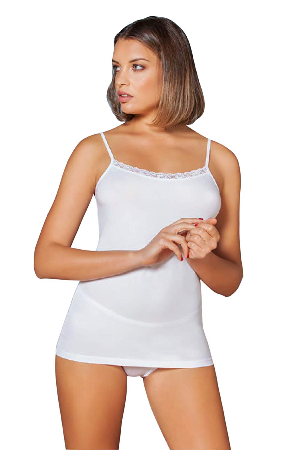 tittimitti EGI Luxury Modal Women's Lace-Trimmed Tank Top. Proudly Made in Italy.(1120) — main product shot