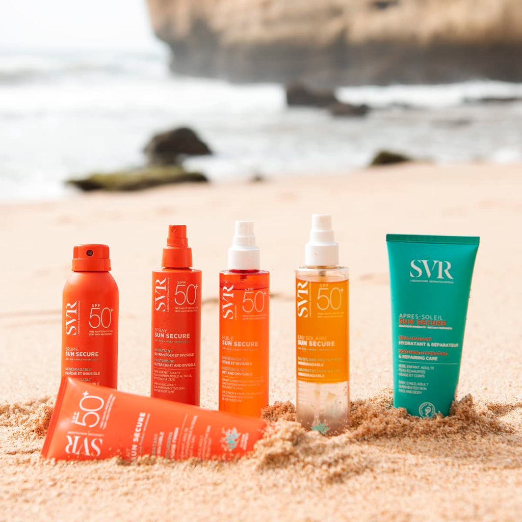 SVR Sun Secure Lait SPF50+ Waterproof Sunscreen Lotion for Sensitive Skin - Non-Comedogenic & Antioxidant-Rich