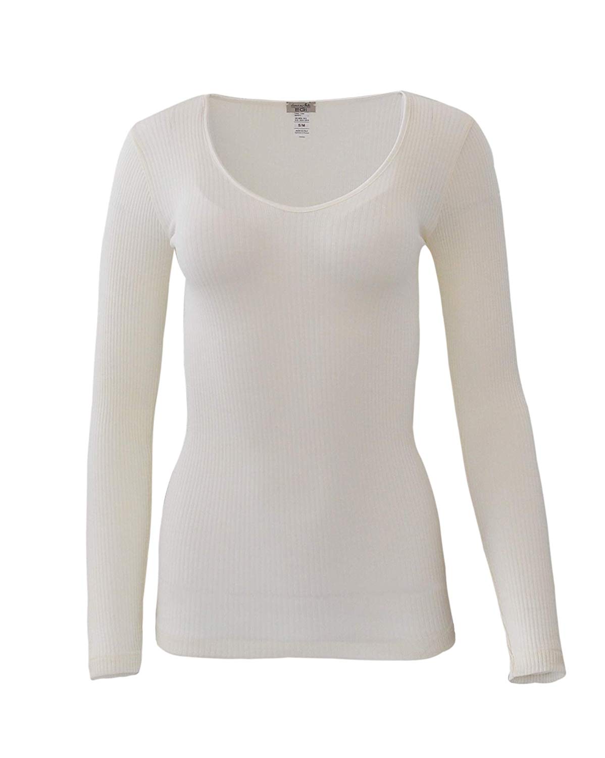 tittimitti EGi Luxury Wool Silk Long Sleeve Top with Satin Trim. Proudly Made in Italy (1437) — detail close-up