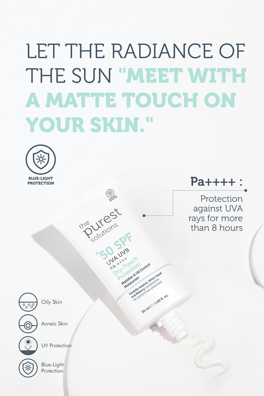 The Purest Solutions Oil Control Moisturizer with UV & Blue Light Protection - Dry Touch Finish, 1.69 fl oz
