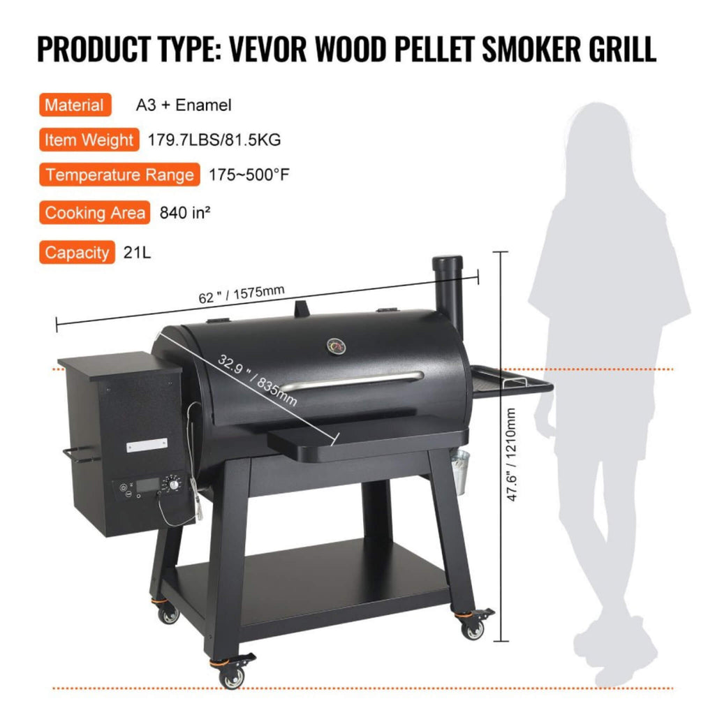 62-Inch Heavy-Duty Portable Wood Pellet BBQ Grill With Cart (SAK91308) – SAKSBY WHOLESALE, view 8
