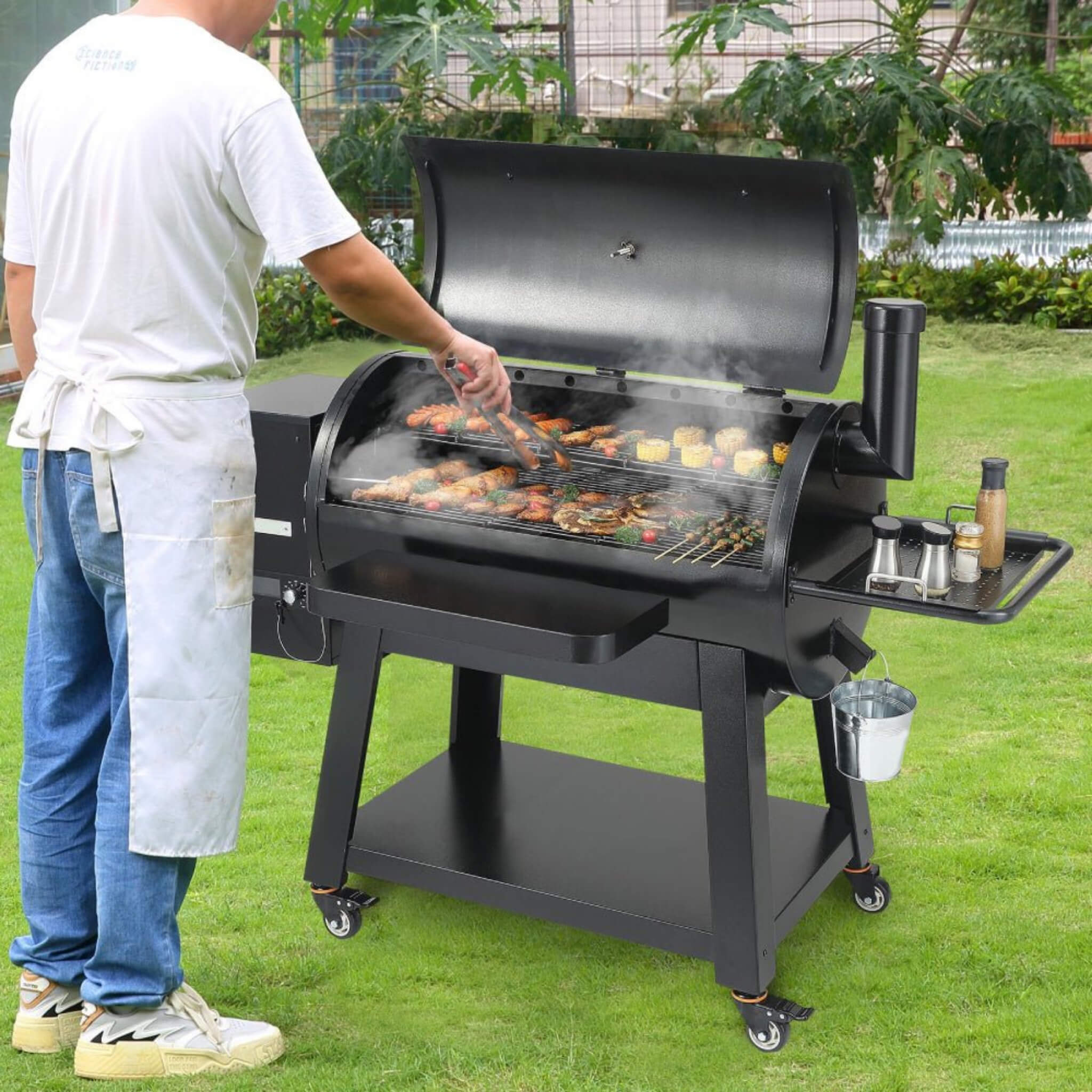 62-Inch Heavy-Duty Portable Wood Pellet BBQ Grill With Cart (SAK91308) – SAKSBY WHOLESALE, view 9