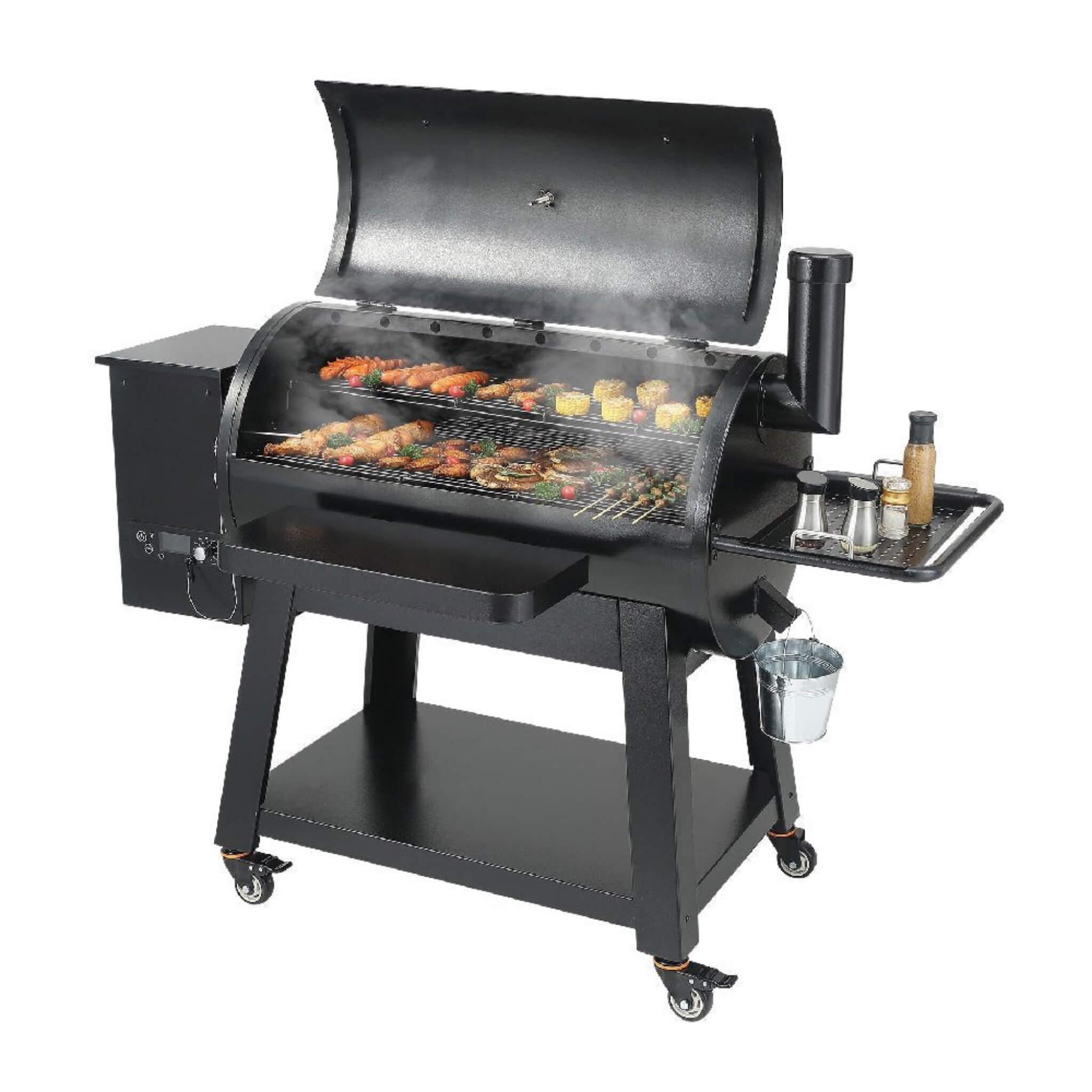 62-Inch Heavy-Duty Portable Wood Pellet BBQ Grill With Cart (SAK91308) – SAKSBY WHOLESALE, view 3