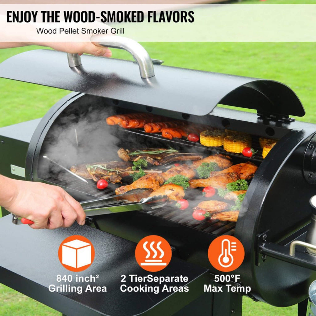 62-Inch Heavy-Duty Portable Wood Pellet BBQ Grill With Cart (SAK91308) – SAKSBY WHOLESALE, view 4