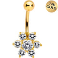 BodyCandy 16G Solid 14K Yellow Gold CZ Flower Belly Ring — main product shot