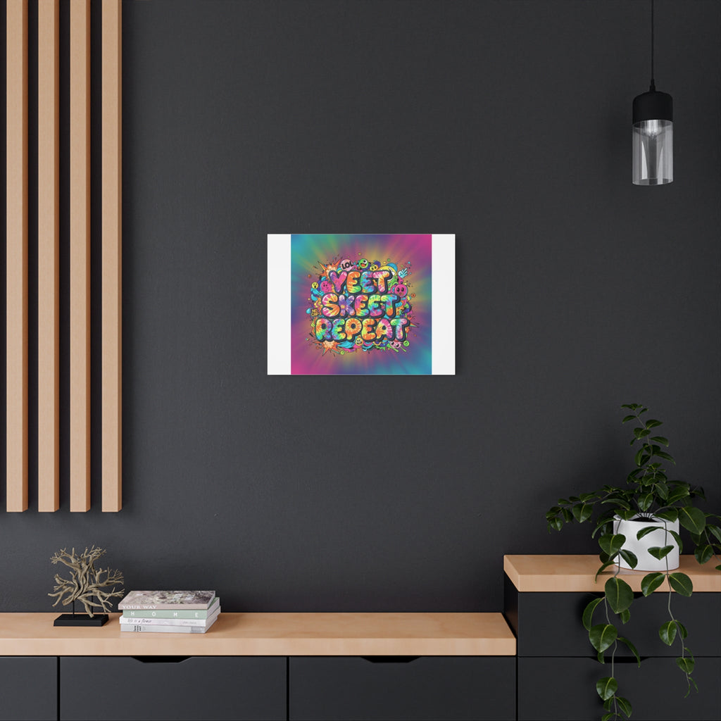 Yeet Skeet Repeat Canvas | Slogan & Glitch Graphic, Meme Phrase Wall Art