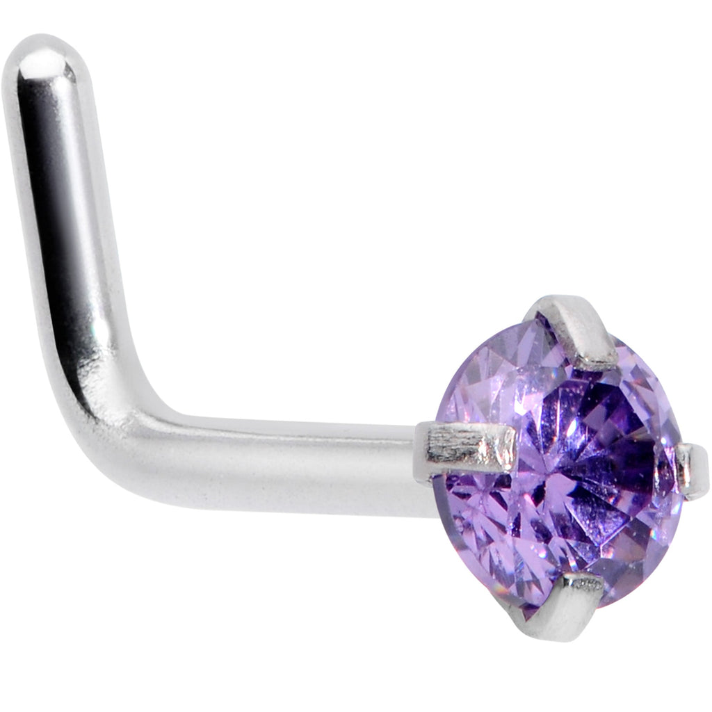 BodyCandy 18G 1/4 Purplish 3mm CZ Gem Steel L-Shape Nose Ring — main product shot
