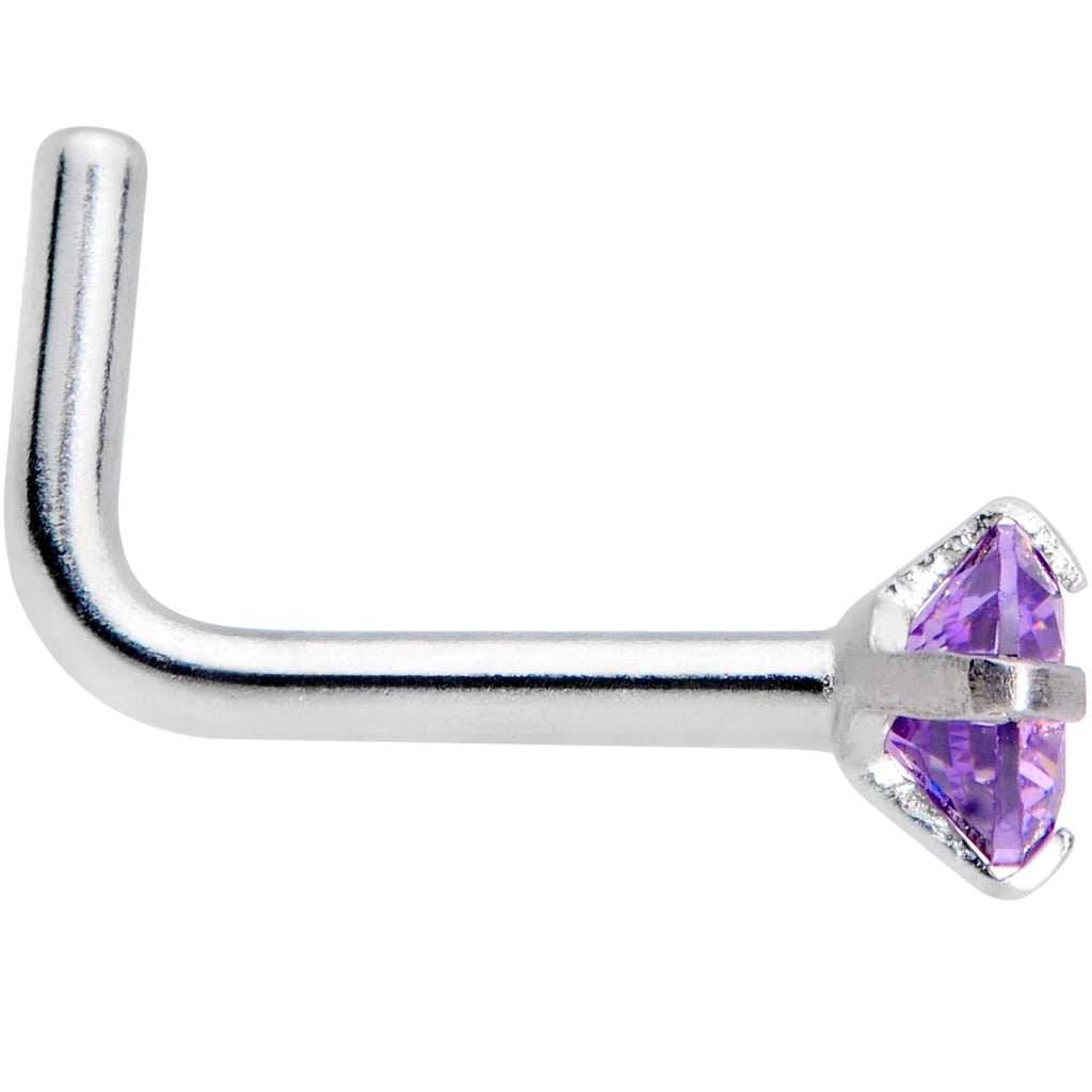 BodyCandy 18G 1/4 Purplish 3mm CZ Gem Steel L-Shape Nose Ring — lifestyle context