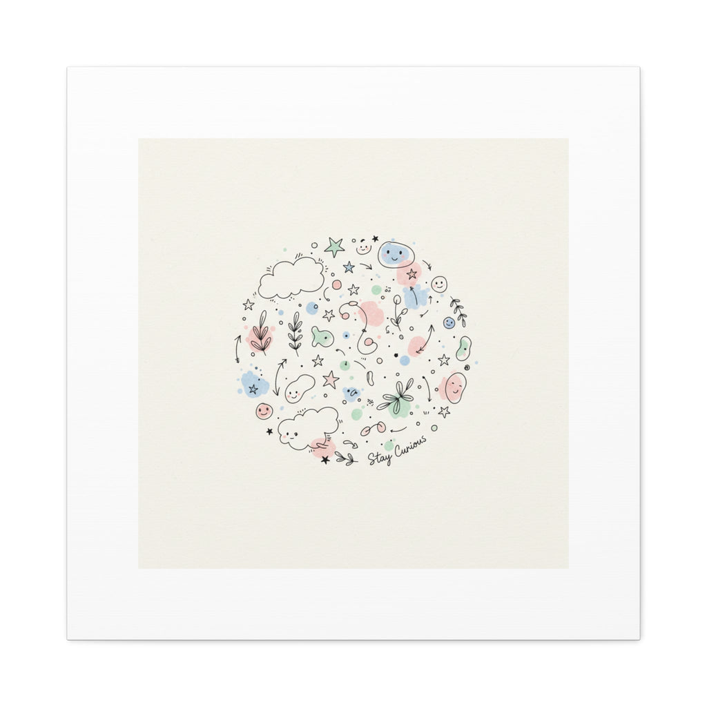 Doodle Circle Line Drawing Matte Canvas, Hand-Drawn Sketch Art