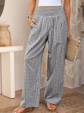 Gingham Wide-Leg Pants