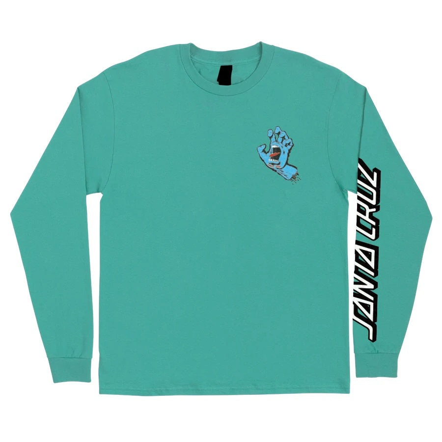 Santa Cruz Screaming Hand Long Sleeve Mens T-Shirt - Celadon by Skates USA