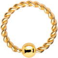 BodyCandy 16G 5/16 Gold Tone IP Seriously Twisted BCR Captive Ring — main product shot