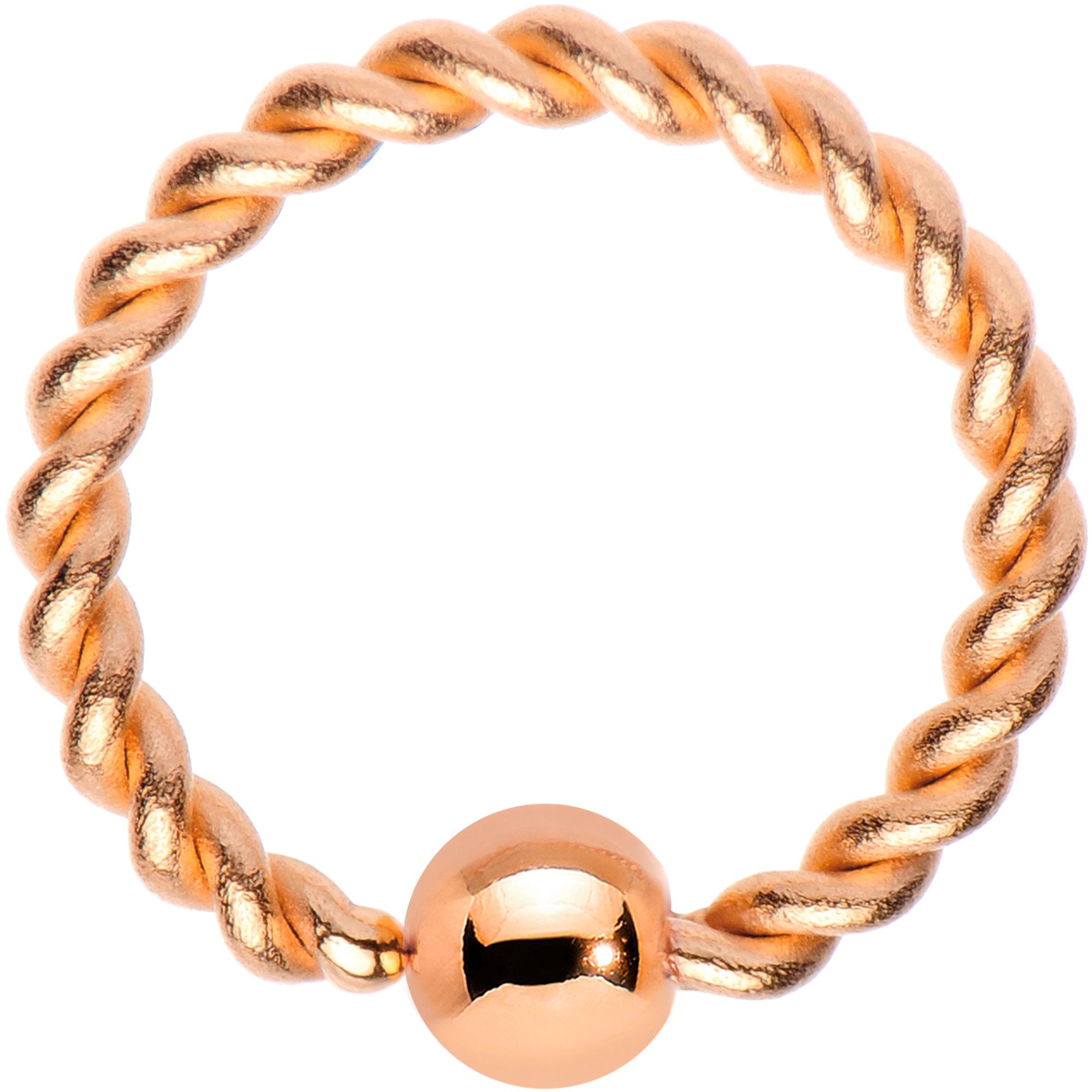 BodyCandy 16G 5/16" Rose Gold Tone IP So Twisted Captive Style Seamless Ring — main product shot