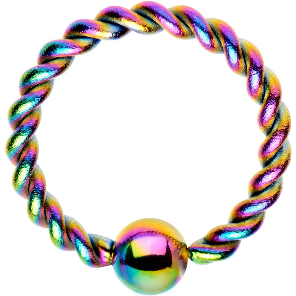 BodyCandy 16G 5/16" Rainbow IP So Twisted Captive Style Seamless Ring — main product shot