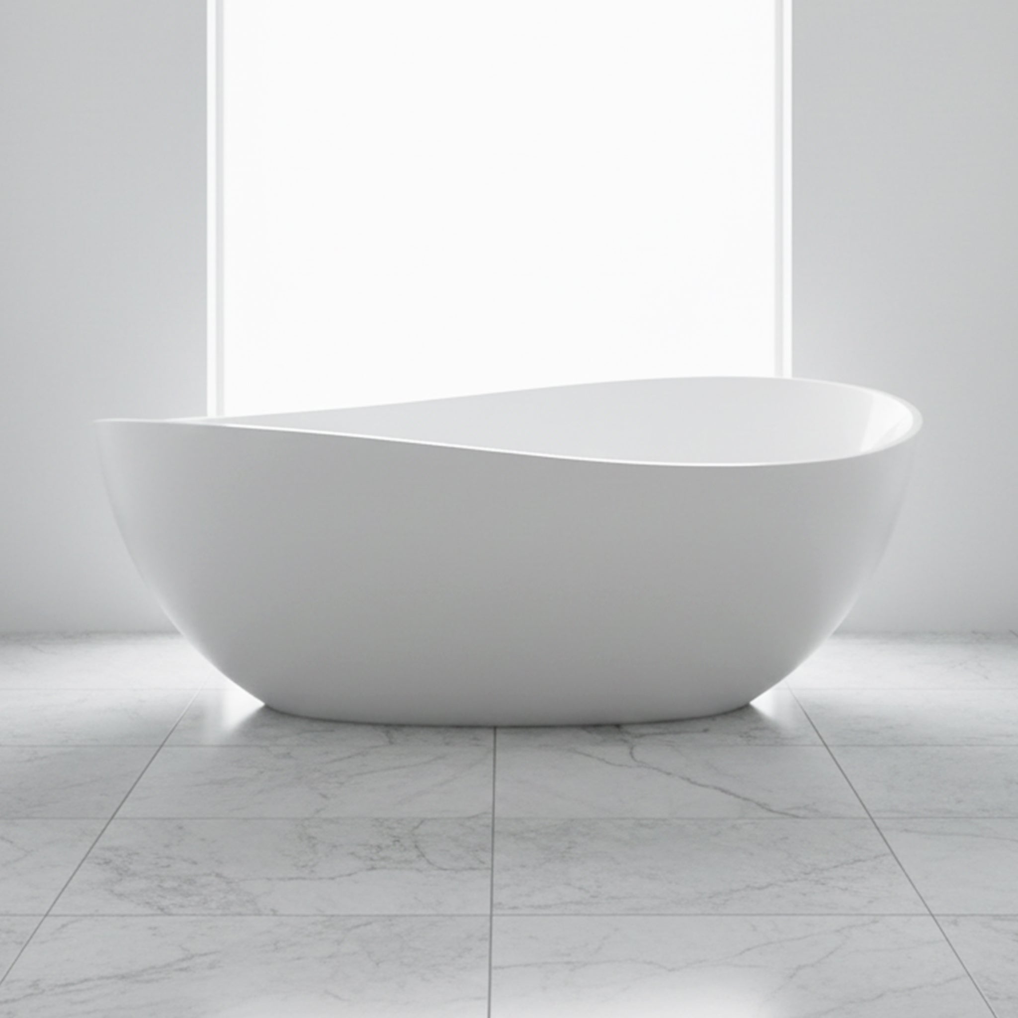 Nuvia 63-Inch Freestanding Glossy White Stone Resin Bathtub With Overflow And Drain (SAK42613) – SAKSBY WHOLESALE